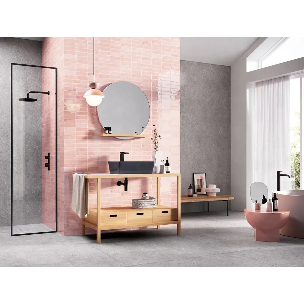 Wandfliesen in Retro Tbrick Format 5,2 x 16 cm Glossy Pink