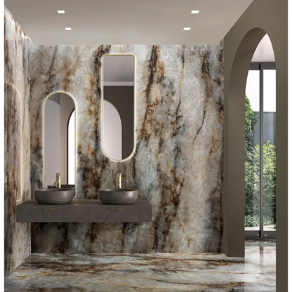 Fliese in Marmoroptik Patagonia Caffe 120x60 Hochglanz TAL