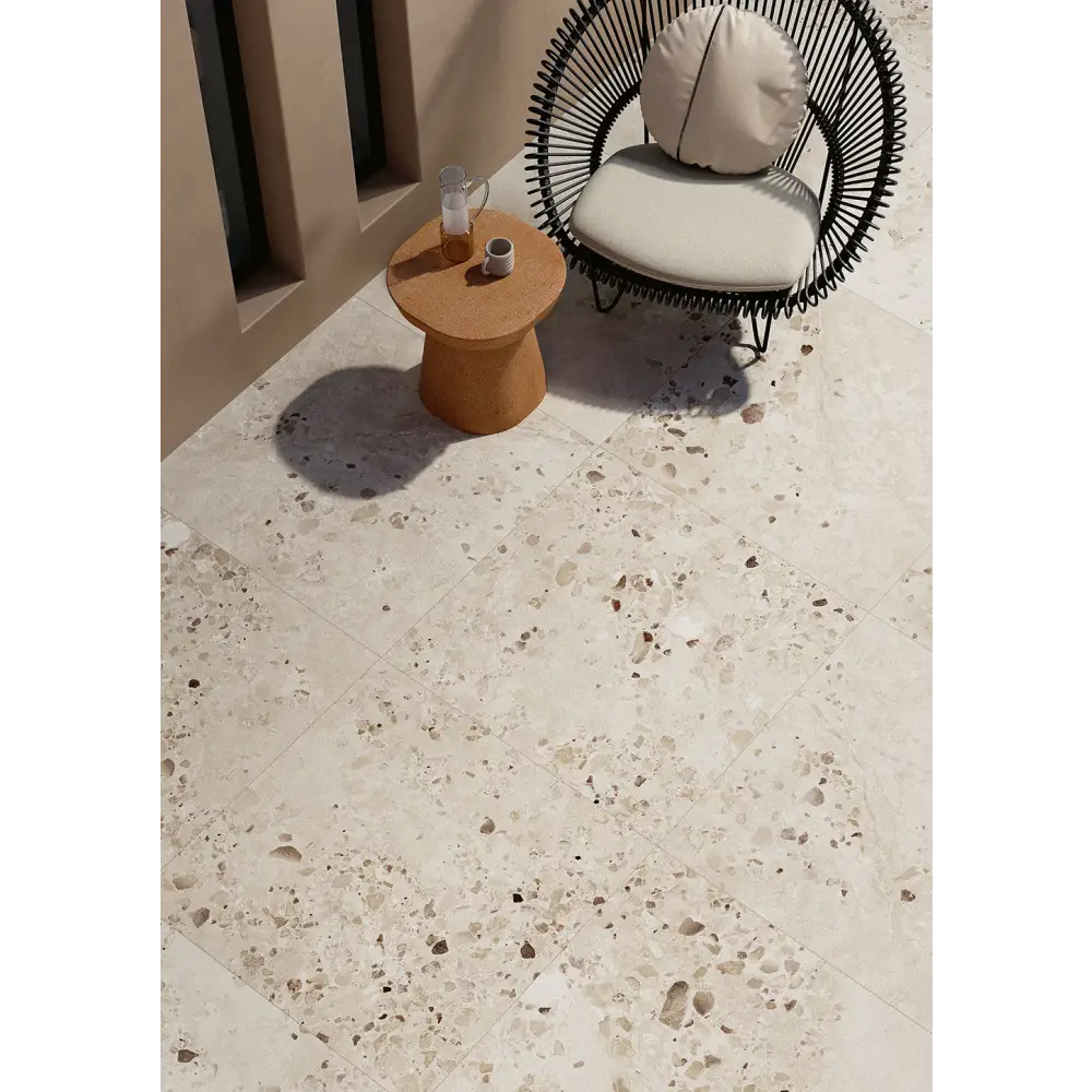Fliesen in Steinoptik I Cocci Siciliani 90x90 Bianco FEL
