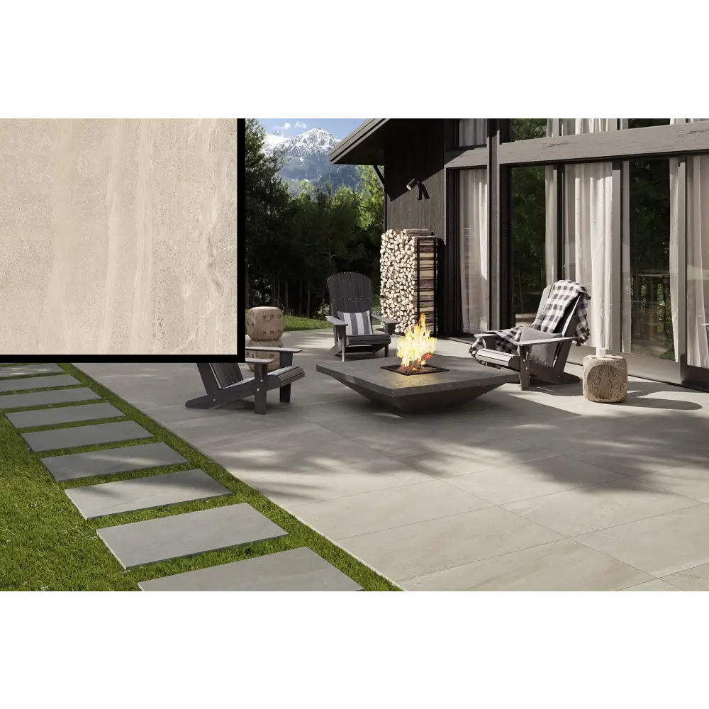 Terrassenplatten Gres x2 Britstone Sand 60,4x90,6 in 2 cm