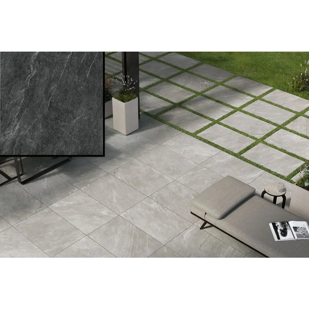 Terrassenplatten Gres x2 Cardoso Antracite 60,4x90,6 in 2 cm