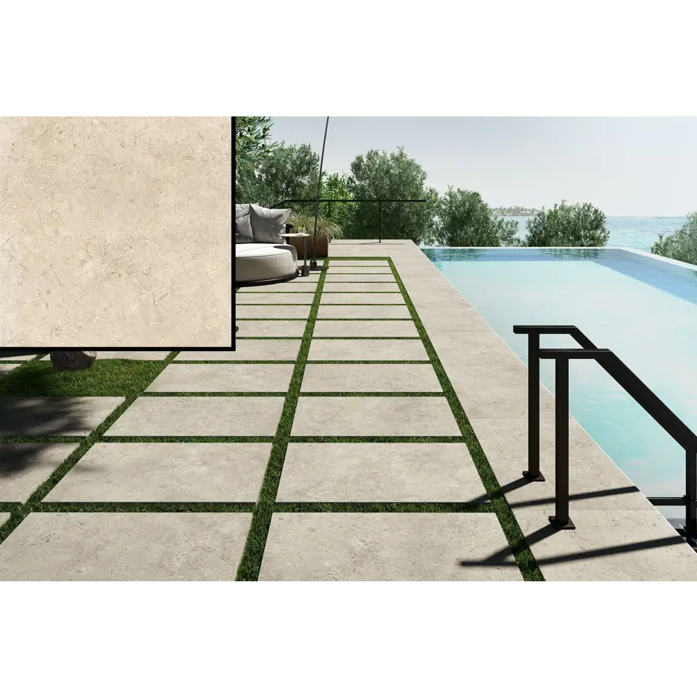 Terrassenplatten Gres x2 Goldenstone Ivory 60,4x90,6 in 2 cm