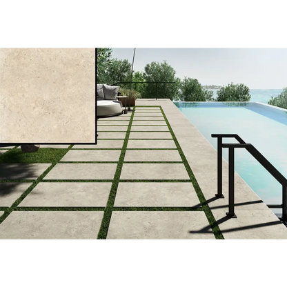 Terrassenplatten Gres x2 Goldenstone Ivory 60,4x90,6 in 2 cm