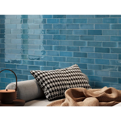 Wandfliesen in Retro Tbrick Format 5,2 x 16 cm Glossy Navy