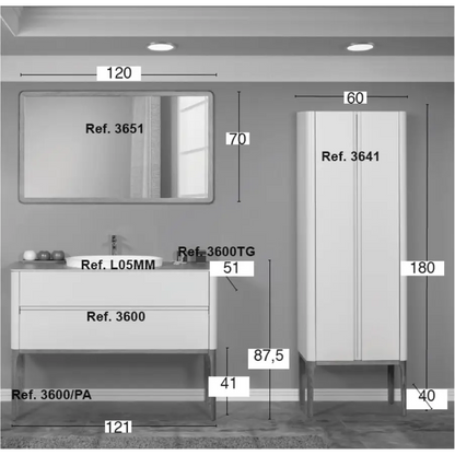 Waschtisch Sissi Comp.1 Spiegel und Hochschrank im Set EBLB