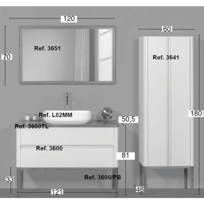 Waschtisch Sissi Comp.5 Spiegel und Hochschrank im Set EBLB